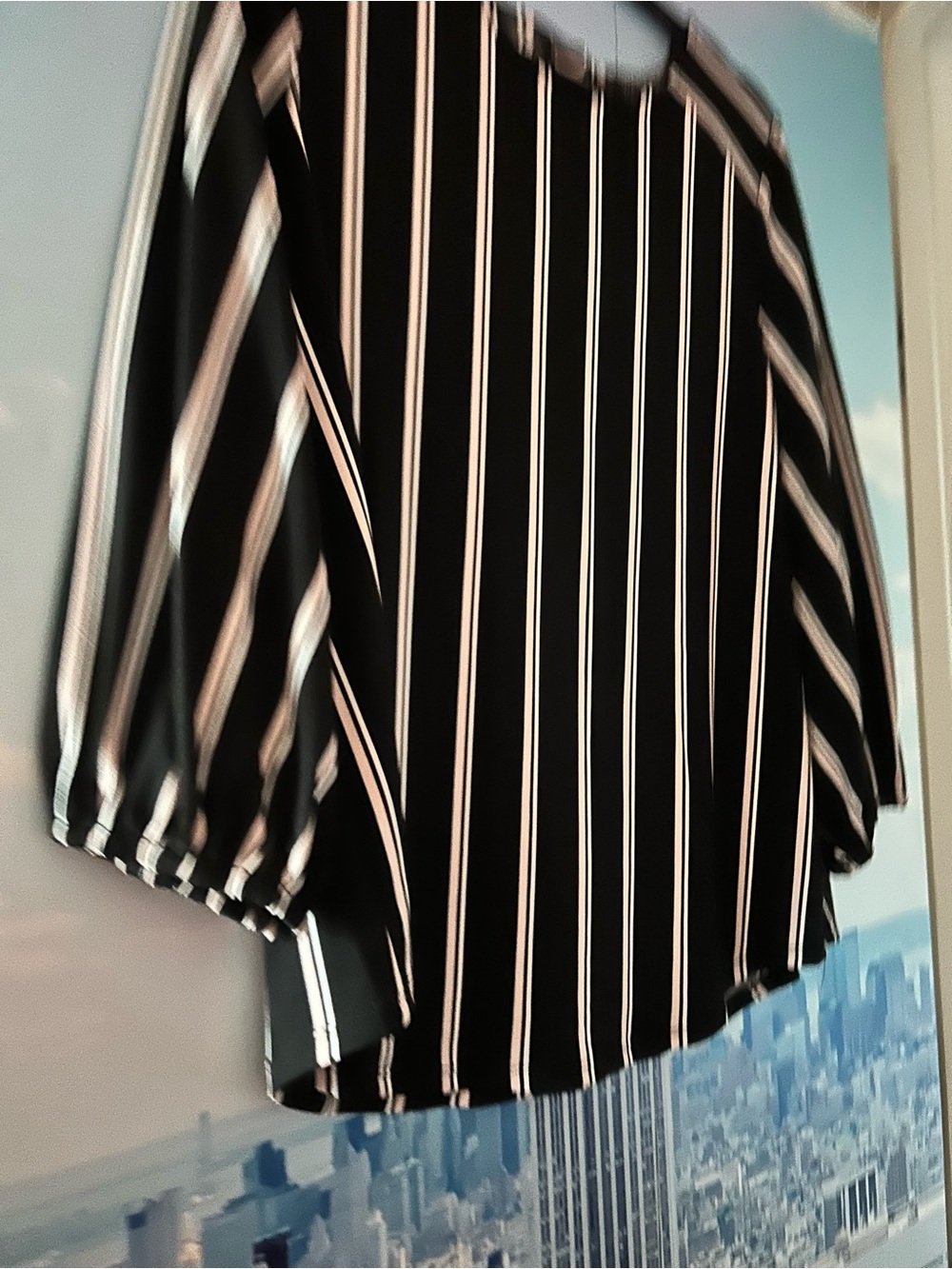 Adrianna Papell Black and Cream Striped Top